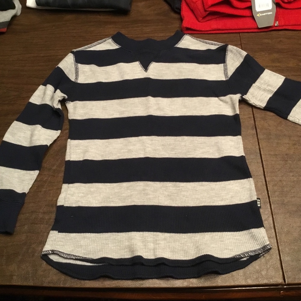 GAP gray navy long sleeve shirt Sz Small 6-7